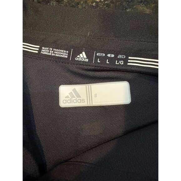 *3/$15. Adidas Men's Polo Shirt Black L Short Sleeve Collared Casual Sports - Picture 8 of 10